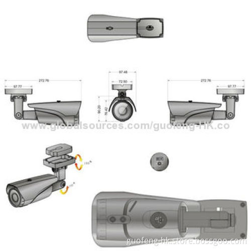 Weatherproof HD varifocal IP camera, 1.0 Megapixel, 1/4-type CMOS high performance megapixel sensor